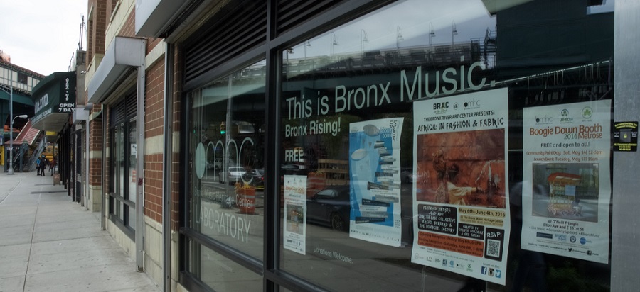 Window display at Bronx Music Heritage Center Lab